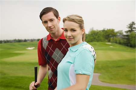 Portrait of Couple on Golf Course Foto de stock - Sin royalties Premium, Código: 600-02883096