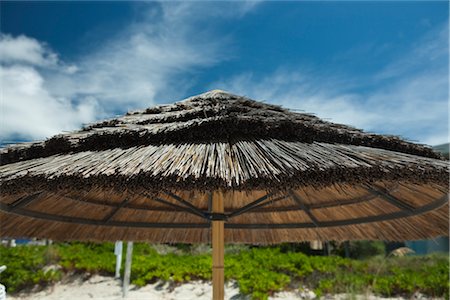 straw (material) - Beach Umbrella, Turks and Caicos Stock Photo - Premium Royalty-Free, Code: 600-02935372