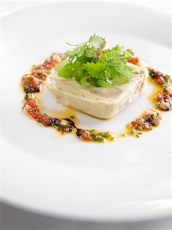 simsearch:700-03053816,k - Chicken Terrine With Field Greens and Tomato Balsamic Salsa Stock Photo - Premium Royalty-Free, Code: 600-02957615