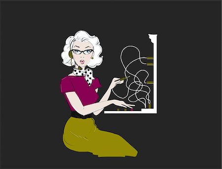 drawing artwork - Illustration of a 1950s Telephone Operator Stock Photo - Premium Royalty-Free, Code: 600-02967536