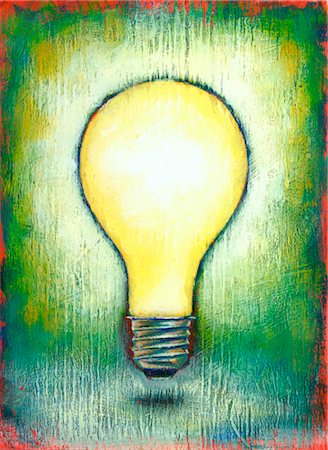 energía eléctrica - Painting of an Incandescent Lightbulb Foto de stock - Sin royalties Premium, Código: 600-02967568