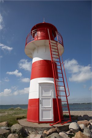 Lighthouse at Grisetaodde, Midtjylland, Jylland, Denmark Stock Photo - Premium Royalty-Free, Code: 600-03003535