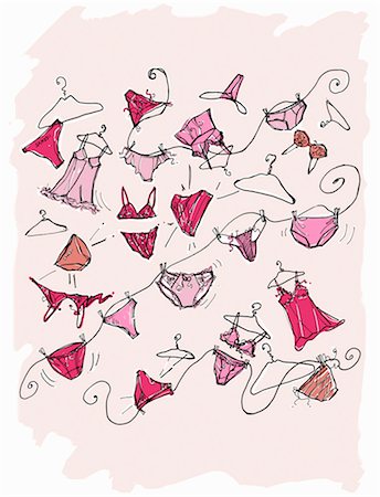 fuchsia colour - Illustration of Lingerie Stock Photo - Premium Royalty-Free, Code: 600-03210566