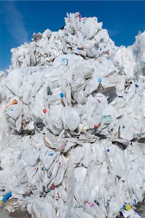 Pile of Plastic Milk Containers at Recycling Plant, Arizona, USA Stock Photo - Premium Royalty-Free, Code: 600-03451603