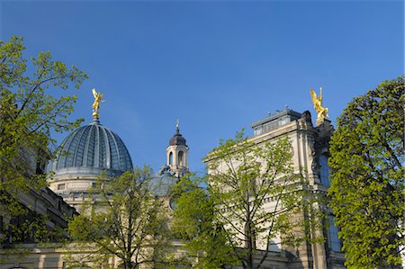 dresden - Dresden Academy of Fine Arts with Trees in Spring, Dresden, Saxony, Germany Stock Photo - Premium Royalty-Free, Code: 600-03478671