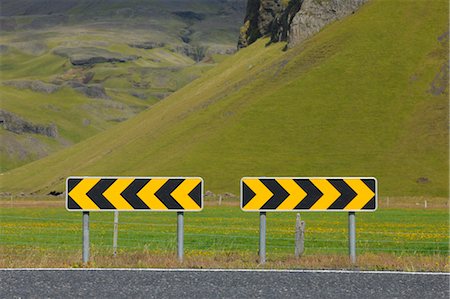 direction sign and nobody road - Road Sign, Vik, South Iceland, Iceland Stock Photo - Premium Royalty-Free, Code: 600-03508246