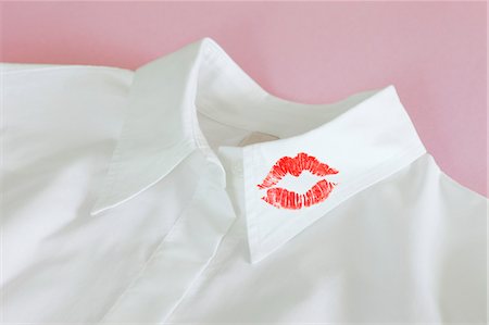 shirt collar - Lipstick Kiss on Shirt Collar Stock Photo - Premium Royalty-Free, Code: 600-03567824