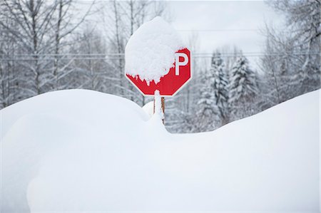 simsearch:600-01224026,k - Stop Sign Covered in Snow, British Columbia, Canada Foto de stock - Sin royalties Premium, Código: 600-03641238