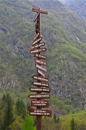 simsearch:600-03696739,k - Road Sign in Soca Valley, Slovenia Stock Photo - Premium Royalty-Free, Code: 600-03659220