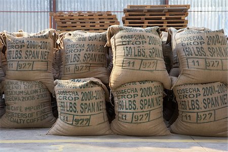 Coffee Packed in Burlap Sacks, Cofeco S.A. Dry Mill, Huehuetenango Department, Guatemala Stock Photo - Premium Royalty-Free, Code: 600-03686196