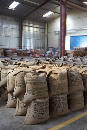 Coffee Packed in Burlap Sacks, Cofeco S.A. Dry Mill, Huehuetenango Department, Guatemala Stock Photo - Premium Royalty-Free, Code: 600-03686191