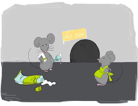 Illustration of Mice Getting ready to Sell Home Stock Photo - Premium Royalty-Free, Code: 600-03697984