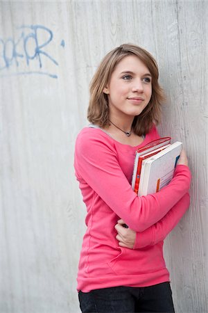 school yard girls - Teenager with Books Stock Photo - Premium Royalty-Free, Code: 600-03734611