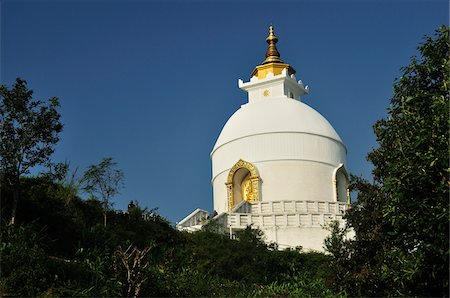 pagoda - Peace Pagoda, Pokhara, Pokhara Valley, Gandaki, Pashchimanchal, Nepal Stock Photo - Premium Royalty-Free, Code: 600-03737753