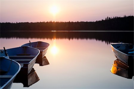 Fishing Boats, Otter Lake, Missinipe, Saskatchewan, Canada Stock Photo - Premium Royalty-Free, Code: 600-03778001