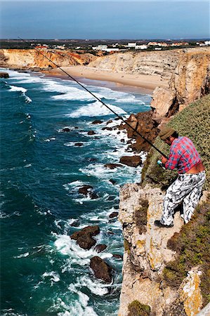 stand (structure for holding objects) - Cliff top fishing, fortaleza, sagres, portugal Stock Photo - Premium Royalty-Free, Code: 614-06002499