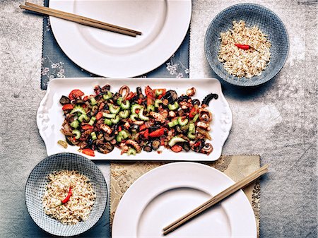 Korean cuttlefish meal Stock Photo - Premium Royalty-Free, Code: 614-06312068