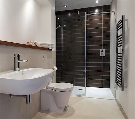 shower - Stylish bathroom Stock Photo - Premium Royalty-Free, Code: 614-06402986