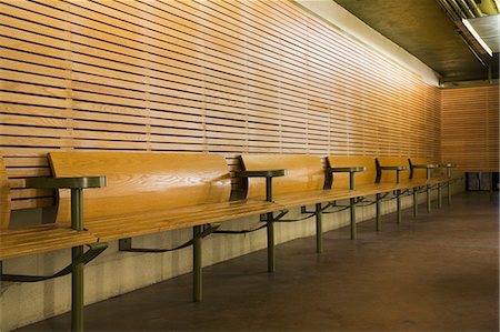 empty modern interior - Row of empty wooden benches Stock Photo - Premium Royalty-Free, Code: 614-06442970