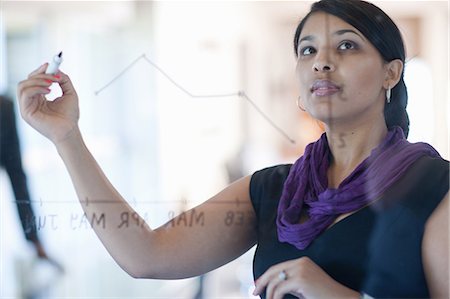 Businesswoman making graph on class Stock Photo - Premium Royalty-Free, Code: 614-06718471