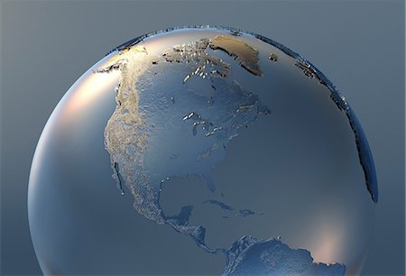 picture of globe north america - Illustration of silver globe Stock Photo - Premium Royalty-Free, Code: 614-06718632