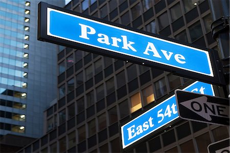 street and colored buildings - Park avenue sign, New York City, USA Stock Photo - Premium Royalty-Free, Code: 614-06813395