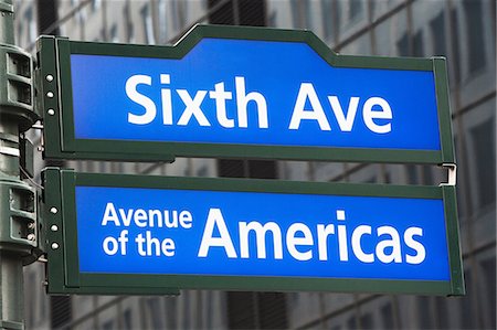 simsearch:614-06813400,k - Sixth Avenue street sign, New York City, USA Stock Photo - Premium Royalty-Free, Code: 614-06974216