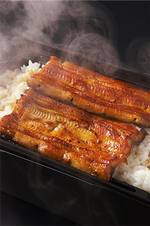 Still life with steamed white rice and fish Foto de stock - Sin royalties Premium, Código: 614-07032099