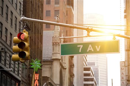 Close up of 7th Avenue sign, New York, New York State, USA Foto de stock - Sin royalties Premium, Código: 614-07145751