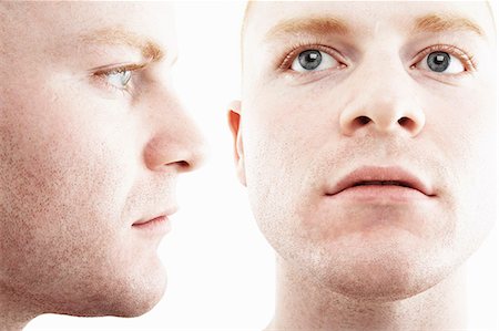 Two time multi exposure of face and profile of young man Stock Photo - Premium Royalty-Free, Code: 614-07735604