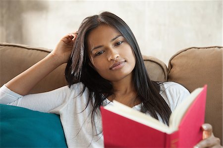 simsearch:614-07806265,k - Woman reading book at home Stock Photo - Premium Royalty-Free, Code: 614-07806252