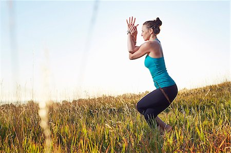 simsearch:614-08065889,k - Mature woman practising yoga on field Stock Photo - Premium Royalty-Free, Code: 614-08030500