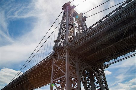 Brooklyn Bridge, low angle view, New York City, USA Stock Photo - Premium Royalty-Free, Code: 614-08030537