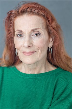 red hair senior woman - Portrait of senior woman Stock Photo - Premium Royalty-Free, Code: 614-08219884