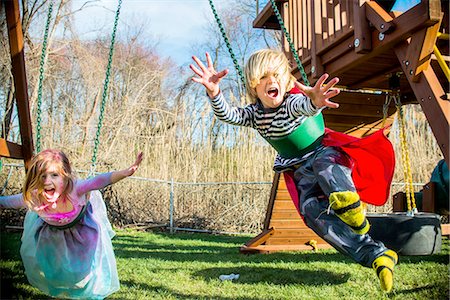 simsearch:695-05768235,k - Children in costumes playing outdoors Stock Photo - Premium Royalty-Free, Code: 614-08270170