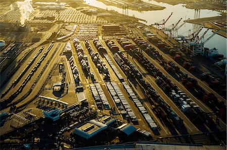 Shipping port, sunset, Los Angeles, California, USA Stock Photo - Premium Royalty-Free, Code: 614-08308090