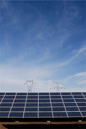 simsearch:700-03698429,k - Solar panel and power line Stock Photo - Premium Royalty-Free, Code: 614-08866644