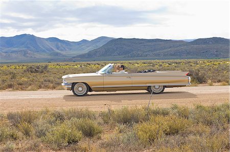 Couple driving trough desert Photographie de stock - Premium Libres de Droits, Code: 614-08867478