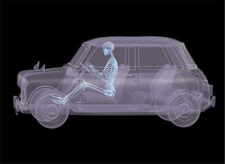 skeleton with black background - Automobile with driver as a skeleton Photographie de stock - Premium Libres de Droits, Code: 614-08876239