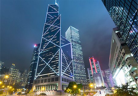 Hong Kong financial district with Bank of China building, Hong Kong, China Stock Photo - Premium Royalty-Free, Code: 614-08877664