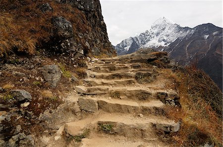 path of stone - Steps in the Himalayas on way from Namche Bazaar to Khumjung, Nepal Stock Photo - Premium Royalty-Free, Code: 614-08872710