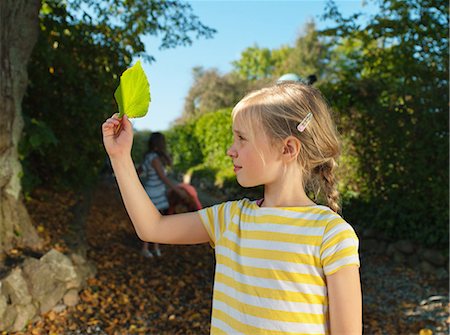 simsearch:6122-07698204,k - Young girl looking at leaf Stock Photo - Premium Royalty-Free, Code: 614-08873119