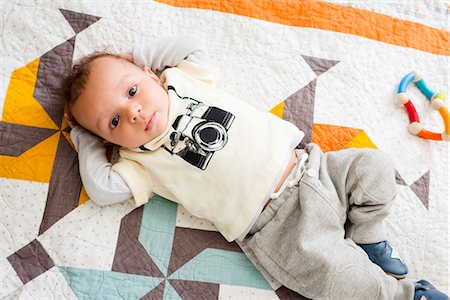 simsearch:614-07031850,k - Portrait of baby boy lying on blanket, overhead view Stock Photo - Premium Royalty-Free, Code: 614-08884825