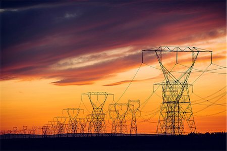 pylon - Electricity pylons at sunset, Enterprise, Oregon, United States, North America Stock Photo - Premium Royalty-Free, Code: 614-09056864