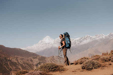 simsearch:614-06625125,k - Hiker on peak, Annapurna Circuit, the Himalayas,  Dhaulagiri and Tukuche mountains in background, Muktinath, Nepal Stock Photo - Premium Royalty-Free, Code: 614-09178170