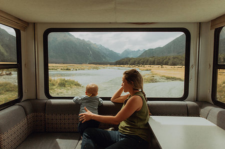 simsearch:614-07735242,k - Mother and baby relaxing in motorhome, Queenstown, Canterbury, New Zealand Stock Photo - Premium Royalty-Free, Code: 614-09259243