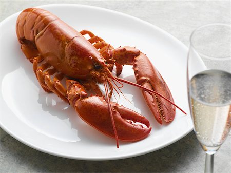 Lobster and champagne Foto de stock - Sin royalties Premium, Código: 614-00944704