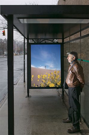 Man standing at bus shelter Stock Photo - Premium Royalty-Free, Code: 614-00966462