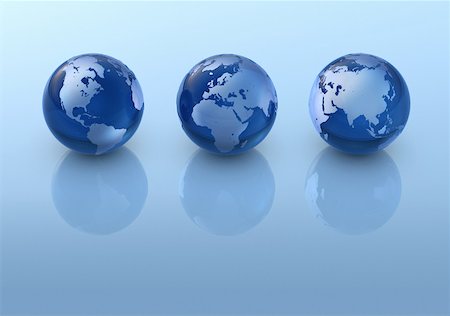 picture of globe north america - Three globes in a row Stock Photo - Premium Royalty-Free, Code: 614-02073684