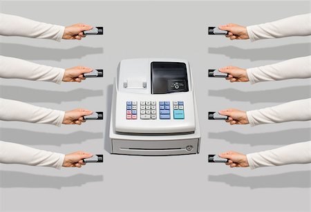 people holding cards in hand - Cash register and people with credit cards Stock Photo - Premium Royalty-Free, Code: 614-02739549